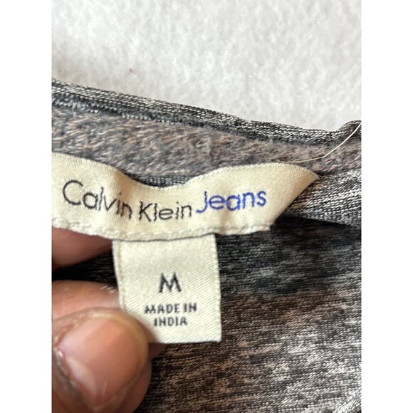 Calvin Klein Jeans Womens Heathered Gray High-Low Hem T-Shirt M Size - Picture 6 of 10